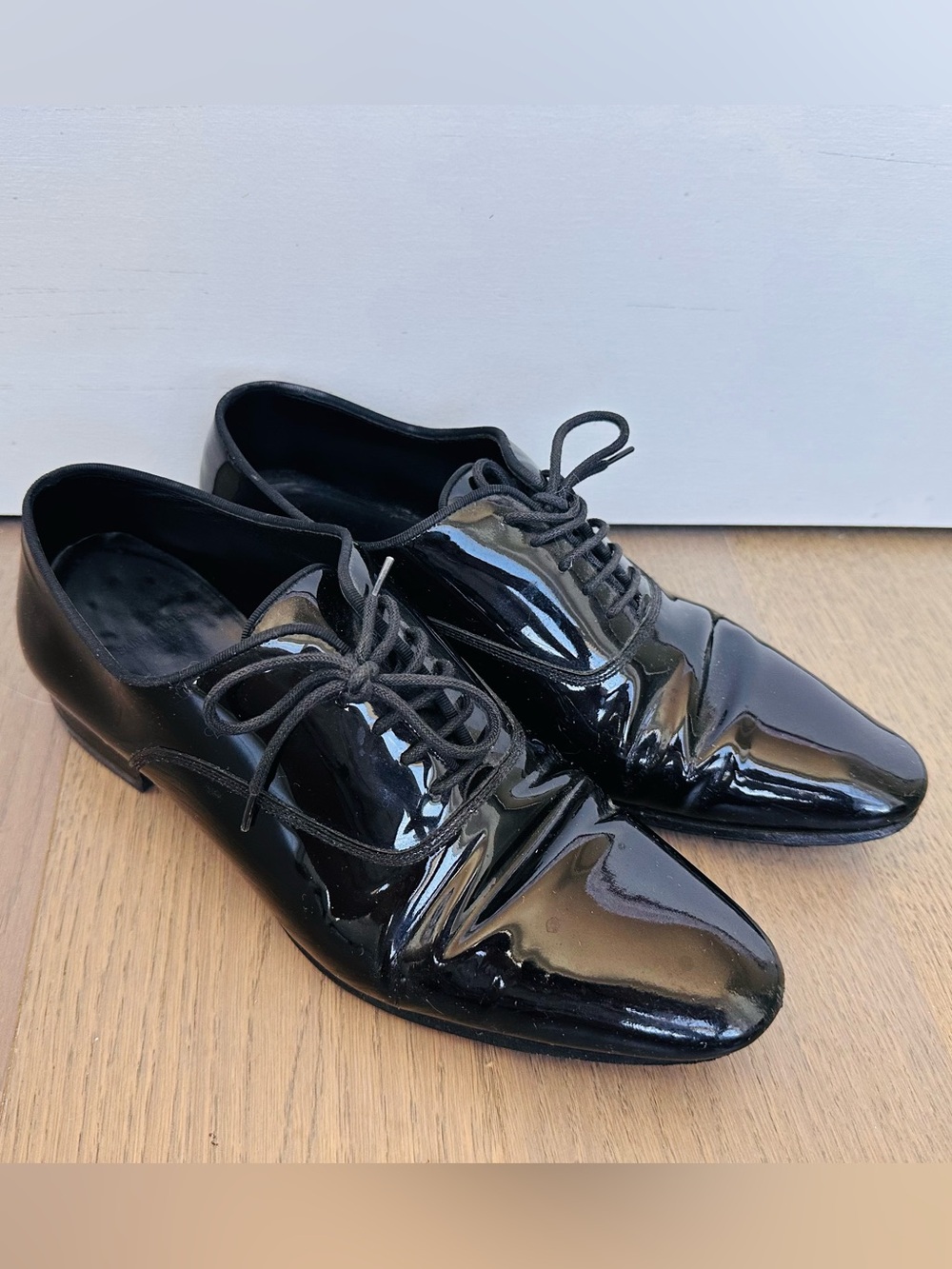 Saint Laurent Paris Patent Leather Almond Toe Derby - US Size 6.5